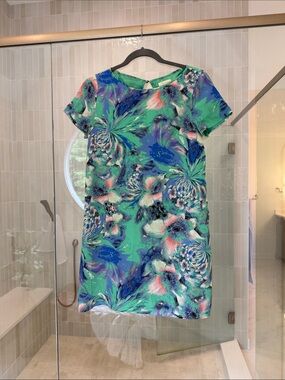 Shoshanna Green and Blue Floral Mini Dress
